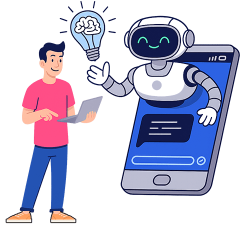 AI Integration Cartoon Illustration